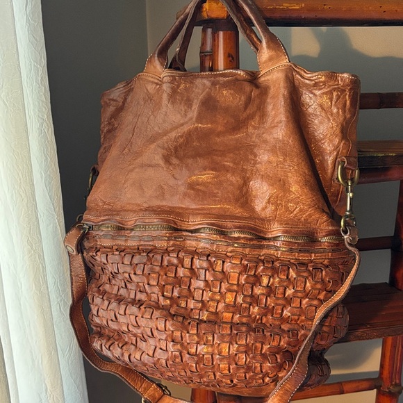 Langellotti Genuine Italian Leather Elegant Woven Leather Tote - Picture 2 of 5